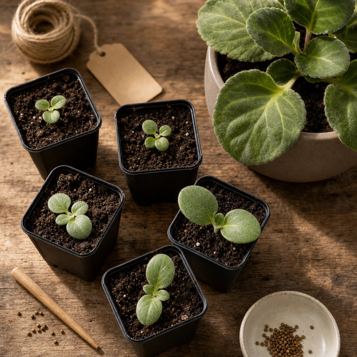 Young gloxinias grown from seed